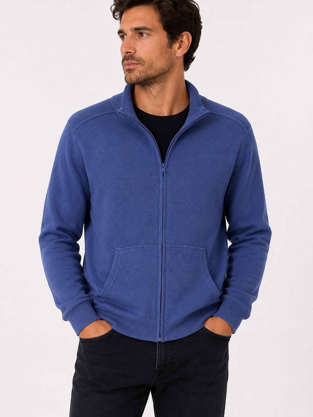 Saks Fifth Avenue Men's Zip-Up Knit Sweater Jacket - Blue